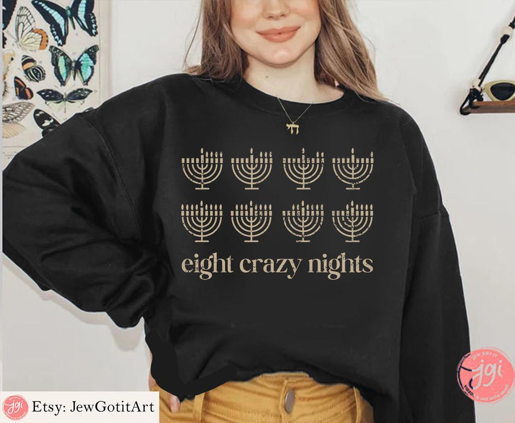 Hanukkah eight 8 crazy nights shirt, Jewish gift, chanukah, hanukah, shirt woman, man shirt, jewish gift, Israel, Design Graphic Shirt, Gift