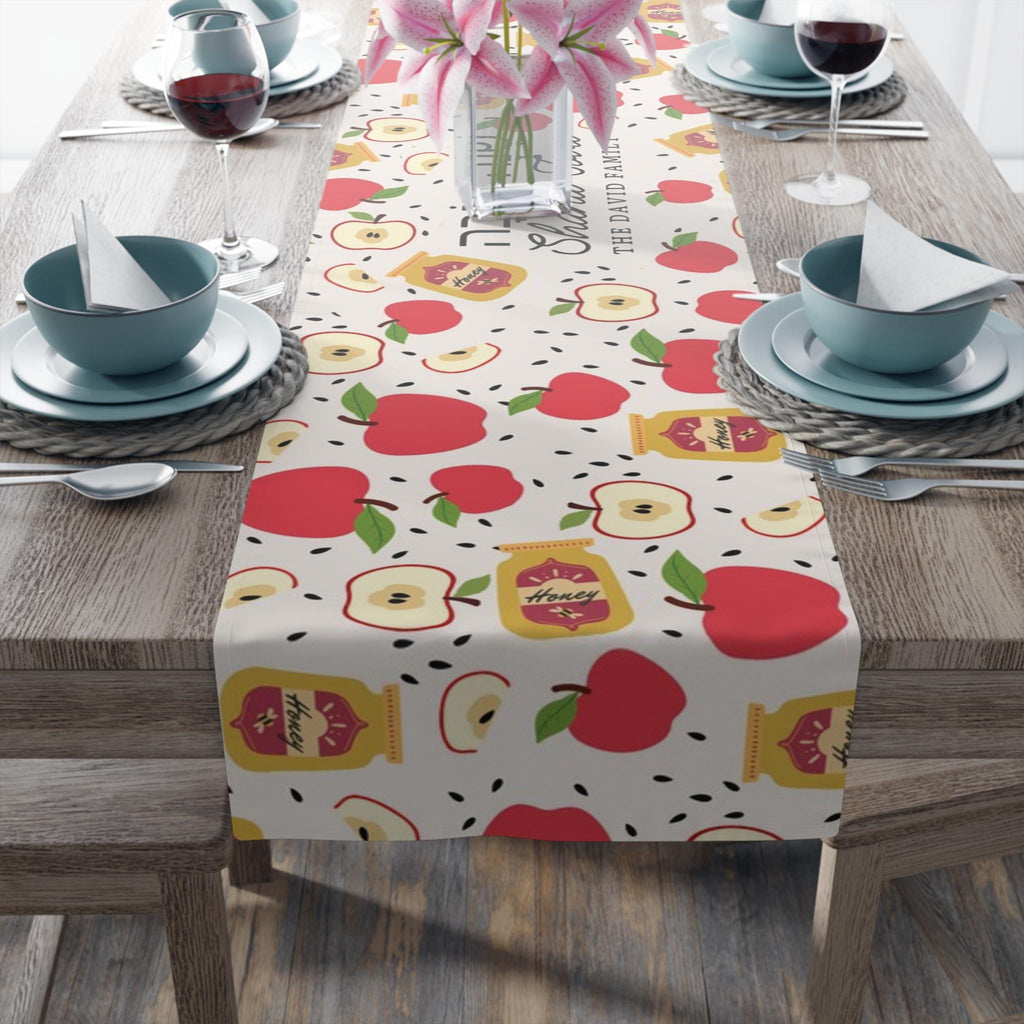 Personalized Shana tova Apple & Honey Table Runner Jewish gift Jewish holiday Israel Rosh Hashanah jewish gift, Israel, dinner table custom