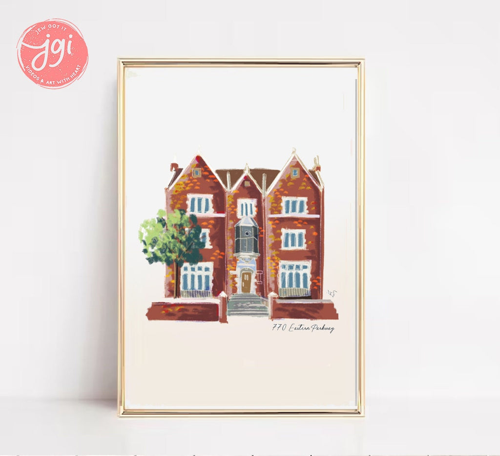 770 Chabad house Art, Drawing, Jewish art, Premium Matte Vertical Posters, Poster, Gift, Eastern Parkway, Hasid, Wall Art, Wall art prints