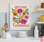 Grow with Emuna tote bag Flower Art Israel cotton bag shopping bag jewish gift for her trendy bag graphic shuk fruit art Rosh Hashanah Gifts