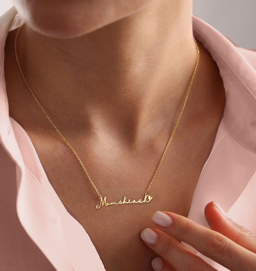 Momshiach Necklace Custom Necklace Mom Gift Jewelry Designed Israeli Artist Customizable Jewish Gift Necklace English Jewish Gift Her