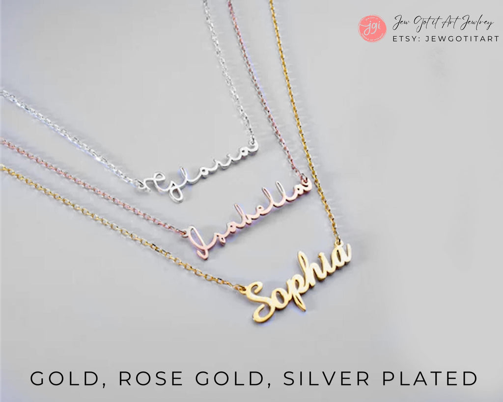 Custom Name Necklace English Hebrew Personalized Jewelry Israel Israeli Artist Customizable Necklace Jewish Gift Passover Gift Pesach Gifts