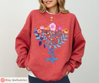 Hanukkah Sweatshirt Menorah Sweater T-Shirt Unisex Floral Art | Jewish Gift from Israeli Artist Israel Jewish Shirt Chanukah Israeli Artist