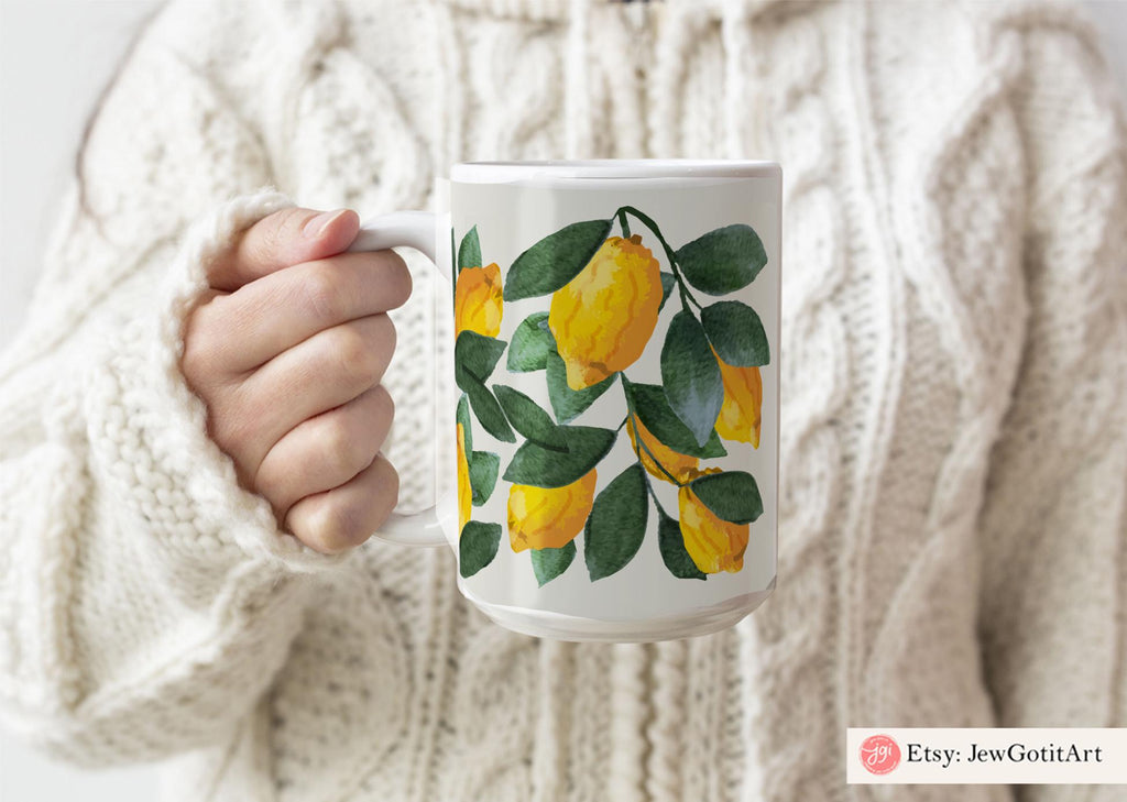 Etrog Sukkot Mug 11oz 15oz Am Yisrael Chai jewish art coffee Ceramic Israel jewish gift Rosh Hashanah Gift Feast of Tabernacle Israel Art