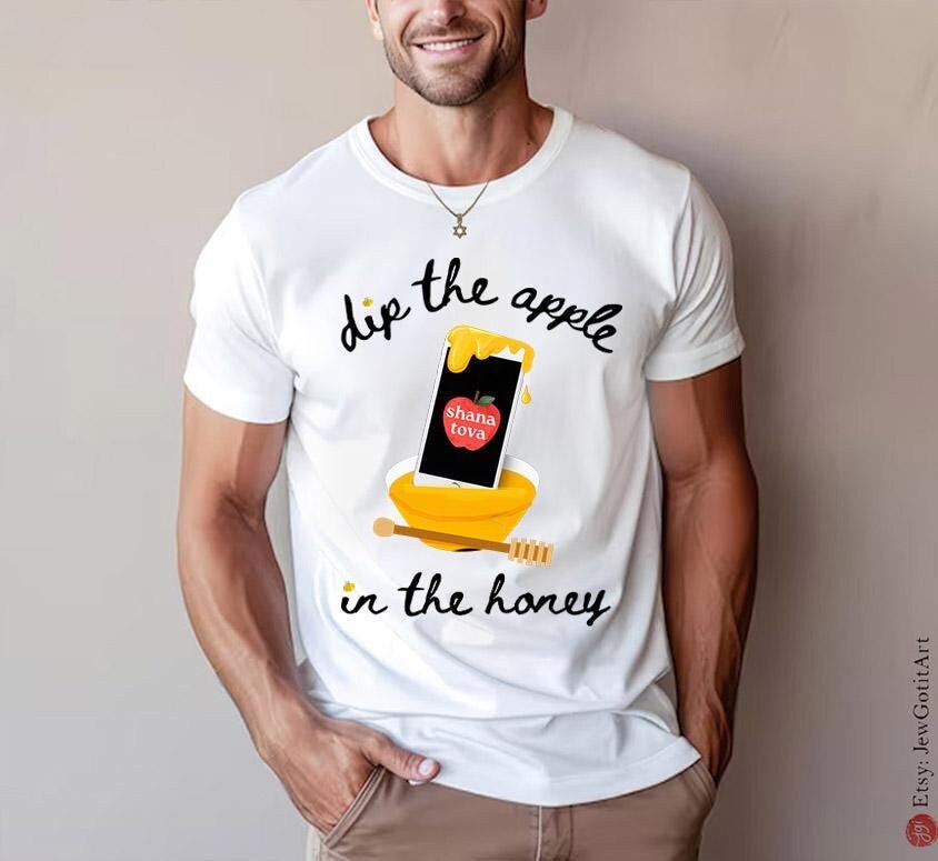 Dip Apple Honey Shirt Rosh Hashanah Am Yisrael Chai T-Shirt Shana tova Israeli Artist Jewish Holiday Gifts Kid Onesie Baby Adult Tshirt