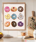 Hanukkah Wall Art Jelly Donut Art Poster: Food Art Framed Art Jewish Gift, Israeli Design Chanukkah