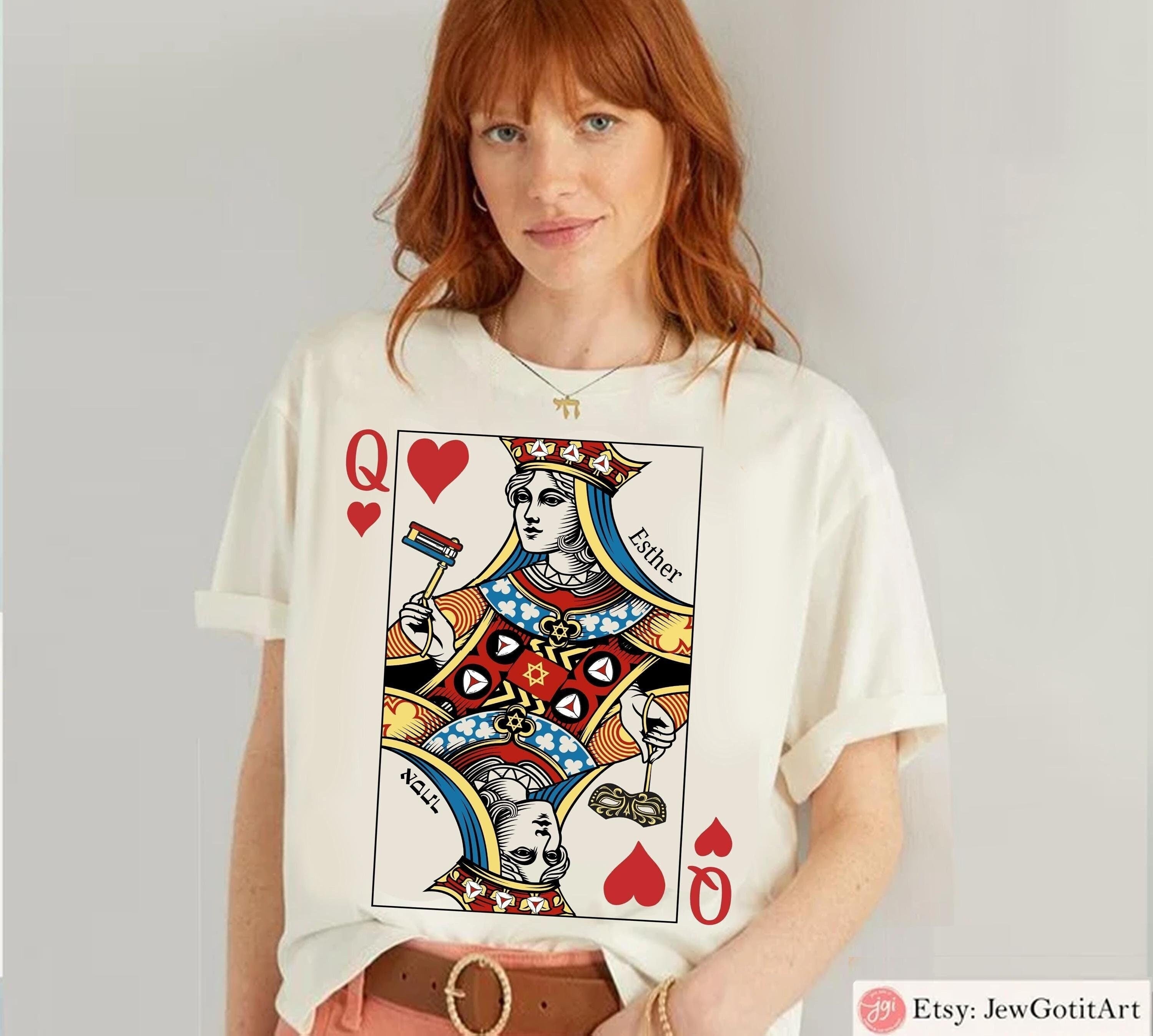 Haman Joker T-Shirt Purim Sweatshirt Unique Purim Costume by Israeli Artist Perfect Jewish Holiday Gift Am Yisrael Chai Queen Card Shirt