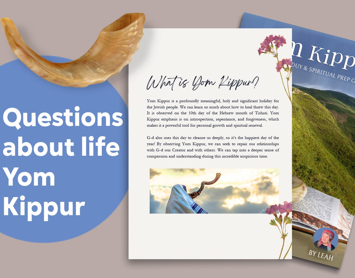 Yom Kippur Questions, Personal Spiritual Prep sheet, ebook, Download, shana tova, Printable, Digital, jewish holiday, gift, Jewish new year