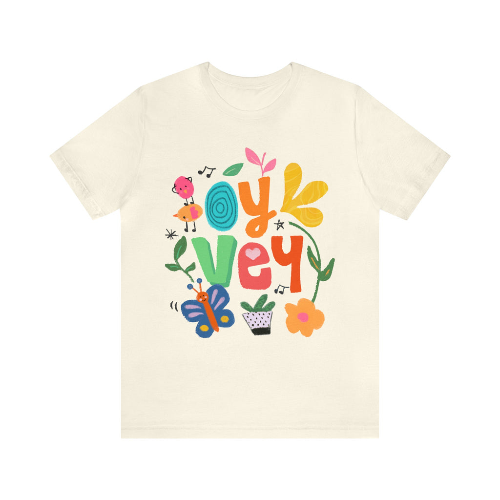 OY VEY Shirt, Jewish shirt, Hebrew, woman shirt, t-shirt women trendy, Hand drawn, art, drawing Cotton solid colors shirt Rosh Hashanah