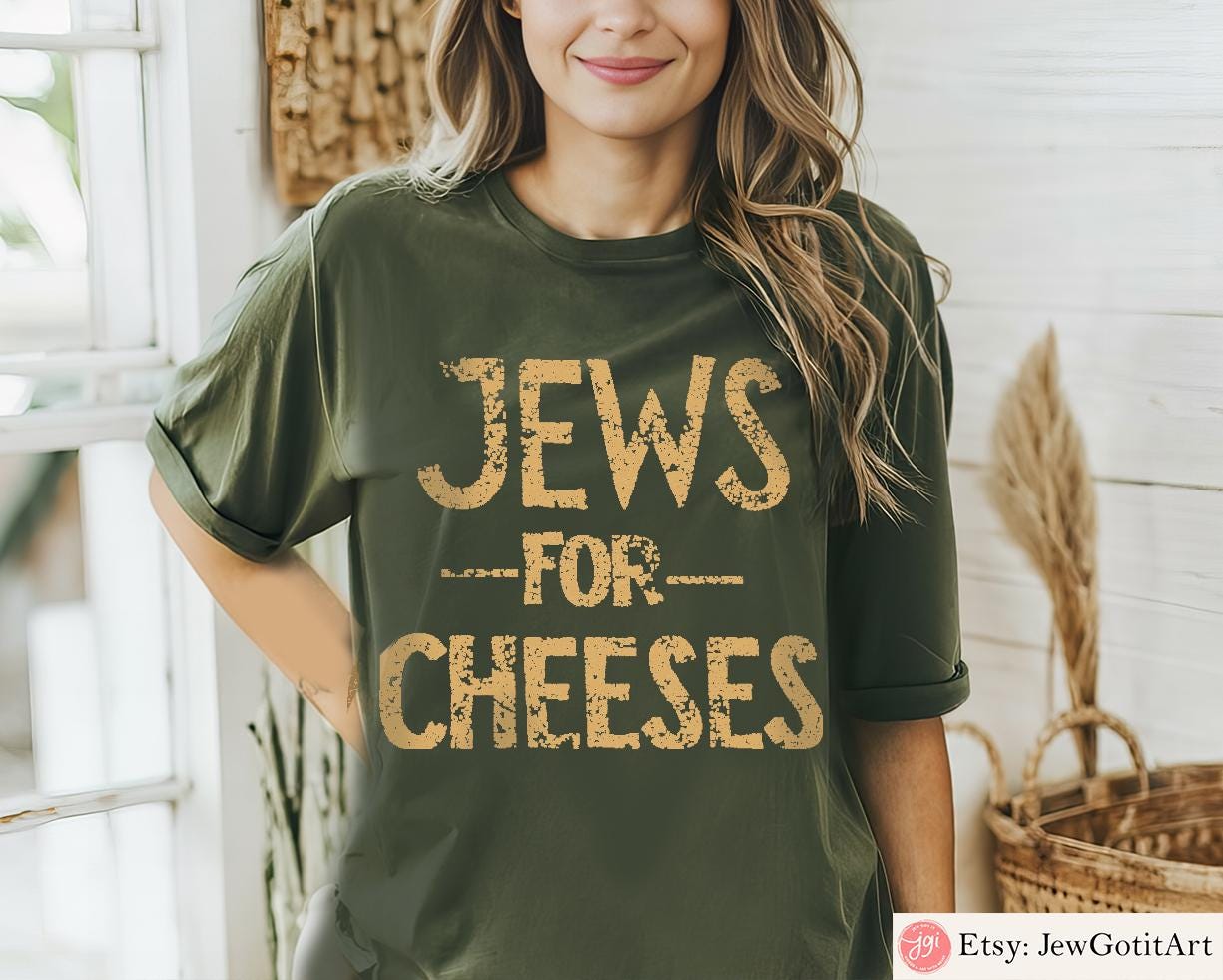 Jews for Cheeses T-Shirt Funny Shavuot Shirt | Jewish Holiday Tee Dairy Lover Gift Hebrew Pun Shirt Jewish Humor Jewish Art Am Yisrael Chai