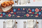 Shabbat Shalom Challah Cover Table Runner Floral Kalanit Design Jewish Gifts Decor Am Yisrael Chai Kalanit Flowers Israeli Personalized Gift