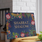 Personalized Challah Cutting Board Shabbat Shalom Glass 7 Species of Israel Hand drawn art jewish gift Israeli artist Israeli shabbos gifts