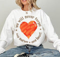 We Will Never Forget One Nation One Heart Sweatshirt T-Shirt  Shirt Jewish Star Am Yisrael Chai Sweatshirt Heart Graphic Tee Never Again