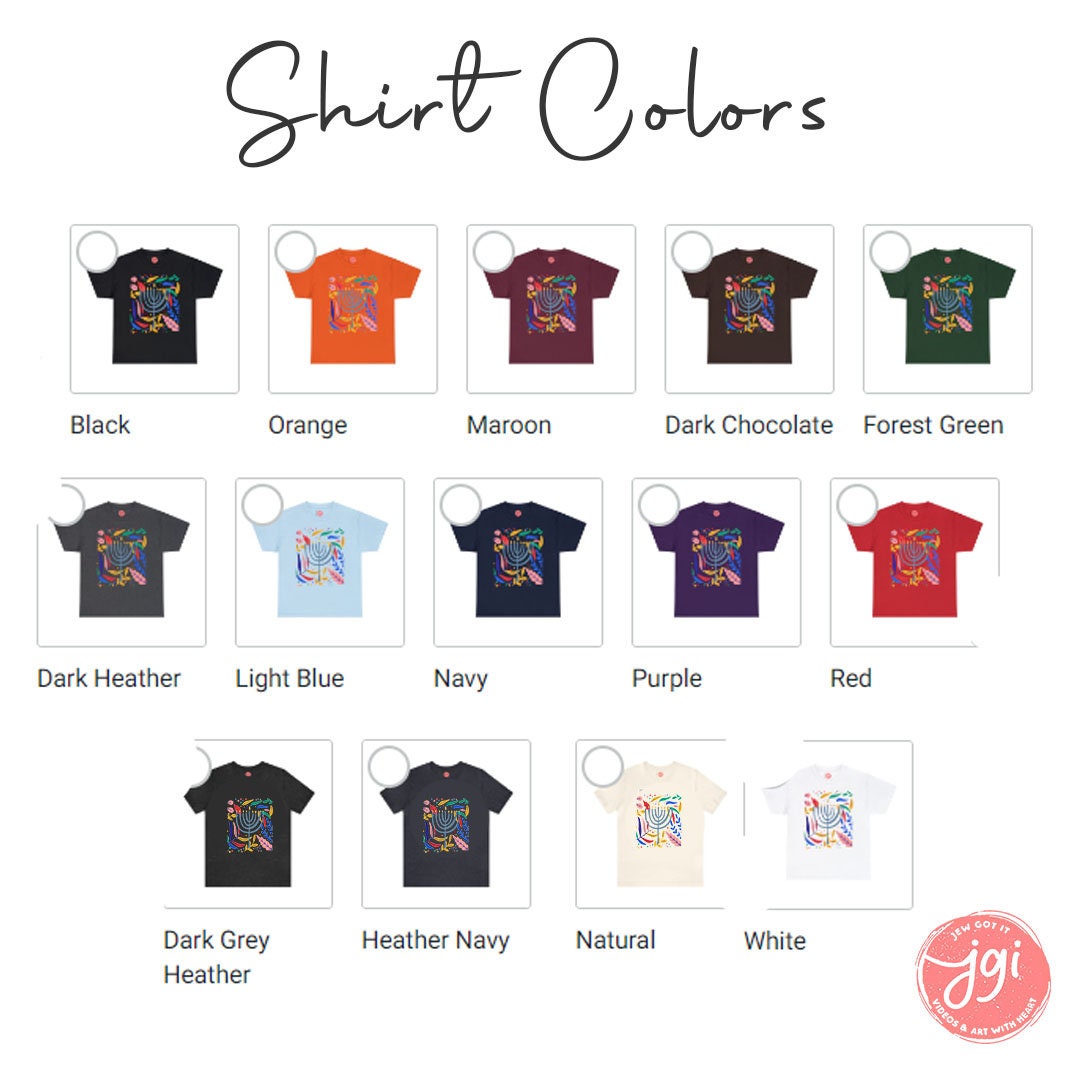 Hanukkah Flower Menorah Shirt, Unisex Heavy Cotton Tee, Hanukkah, hanukkah gifts, Jewish gift, Israel art chanukah woman shirt flower tshirt