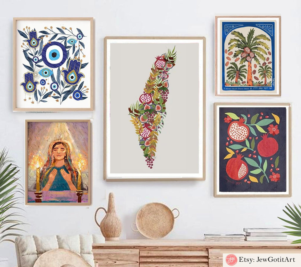 Figs Wall Art Poster Print Fig of Israel Jewish Israel fruit art gift Hand drawn Israel poster Prints Hebrew gift Am Yisrael Chai gifts arts