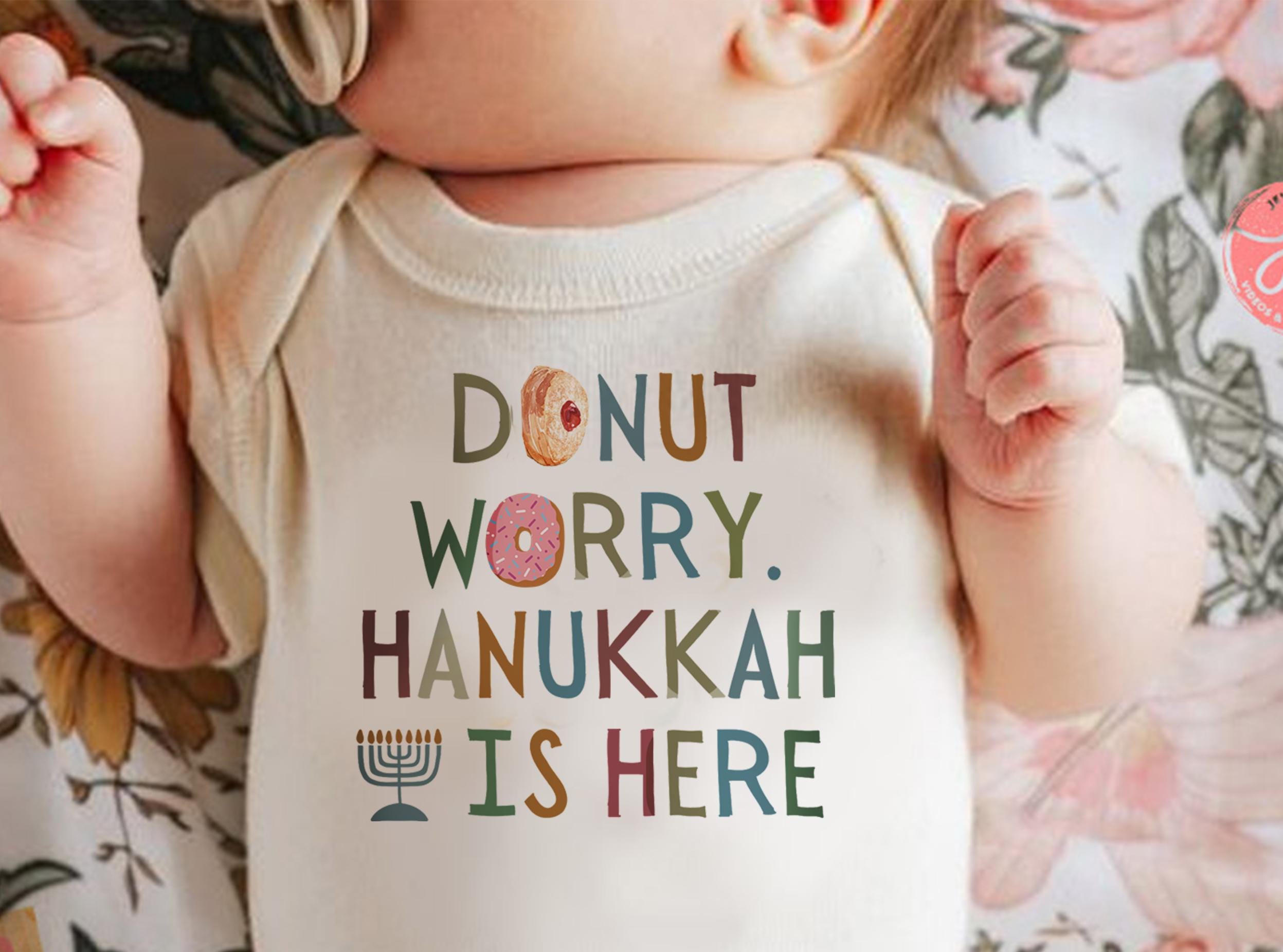 Hanukkah Donut Sweater unisex Jelly Donut Don't Worry sweatshirt woman man jewish gift Israel Jewish Shirt Chanukah Israeli Artist Holiday