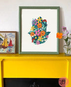 Hama Wall Art Poster Print Jewish Israel Art gift Hand drawn Israel poster Prints Hebrew Am Yisrael Chai gifts arts Flower Chamsa flowers