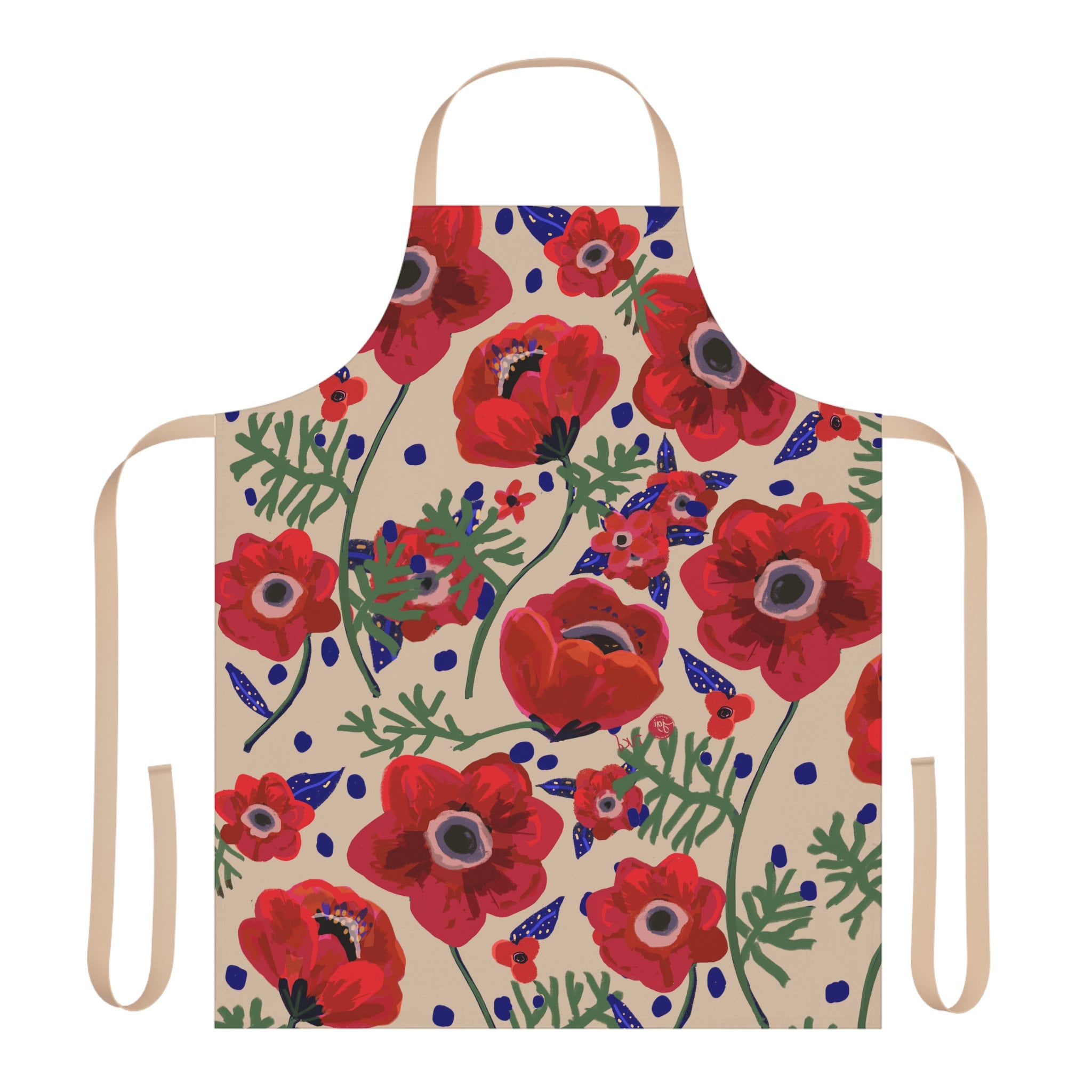 Israel Kalanit Flower Apron, kitchen jewish gifts israel art israeli, flowers gifts fruit art kitchen decor apron for women pattern Purim