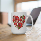 Kalanit Heart Flower of Israel Mug, Kalanit tea cup coffee Ceramic Mug 11oz 15oz mug Jewish gift israeli Artist Red flowers Israeli Artist