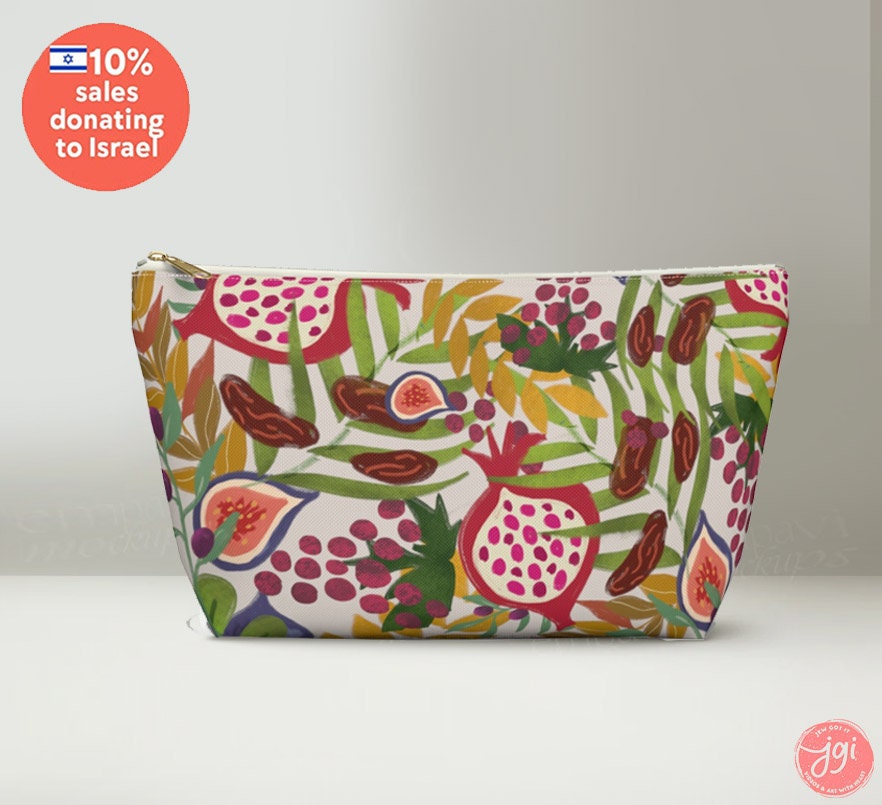 Purse 7 Species of Israel Accessory Pouch Pencil Cases Cosmetic travel bags zipper Pouches Art Stand with Purses Make up Bag Hanukkah gifts