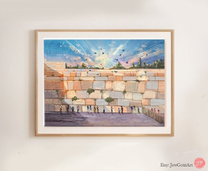 Jerusalem Kotel Art Print: Western Wailing Wall, Israeli Artist, Matte Finish