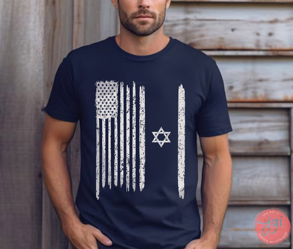 USA & Israel Tshirt, Unisex shirt graphic tee shirt israel Art jewish, jewish gift Israelite Israeli Pride, Proud Jew Stars Stripes America