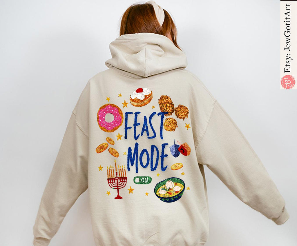 Hanukkah Shirt • Feast Mode on Latke • Donut Art Sweatshirt • Unisex Jewish Gift • Israeli Artist • Israel Chanukah חנוכה T-Shirt