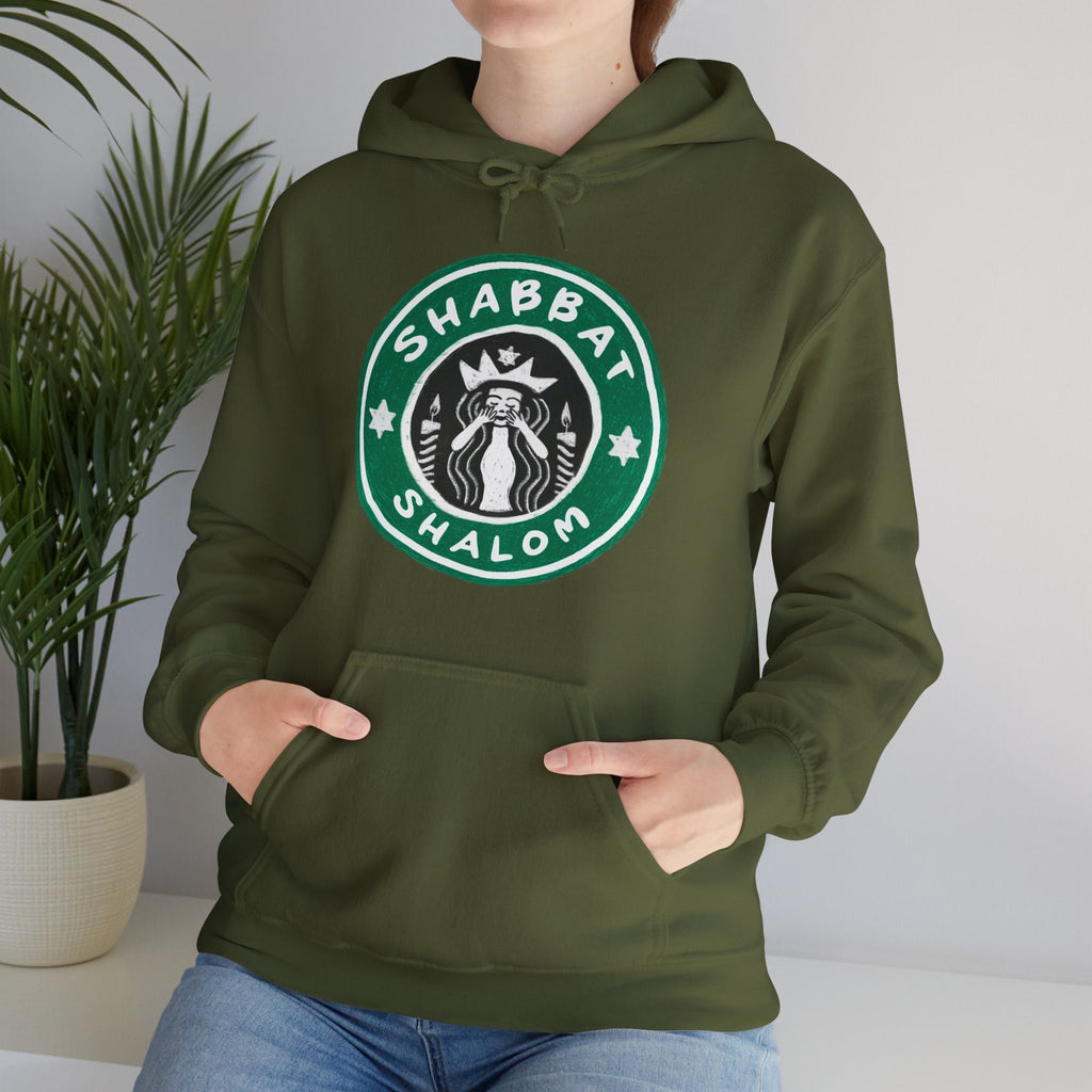Starbucks Shabbat Shalom Hoodie Unisex Heavy Blend Hooded Sweatshirt, graphic, israel, art, jewish, jewish gift Israelite, Israeli Pride