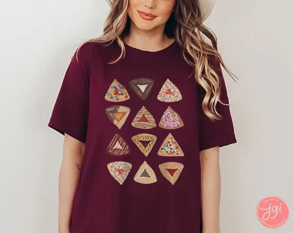 Hamantaschen Purim Shirt Cookie Cookies Stand with Israel Unisex t-shirt Jewish gifts Am Yisrael Chai Cotton Israel Art Israeli Artist Gift
