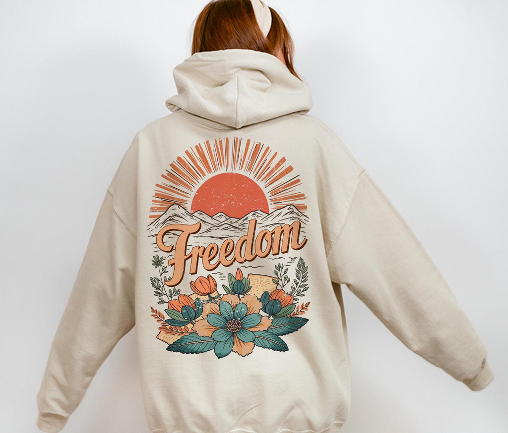 Freedom Passover Gift Graphic Tee Hoodie Sweatshirt Pesach Gift Jewish Shirt Am Yisrael Chai Israel Art T-Shirt Jewish Apparel Matzah Shirt