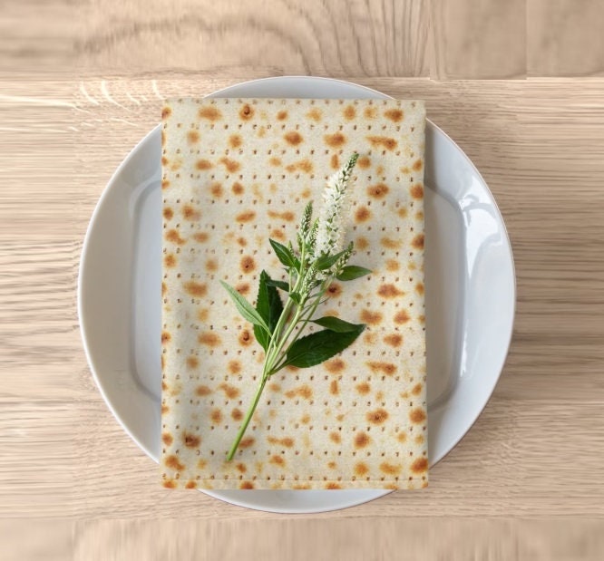 Matzah Napkins Set of 4 Cloth Napkin Passover Pesach Israel Table decor home Art Gift for her Matza Jewish Holiday Cover art Israeli Artist