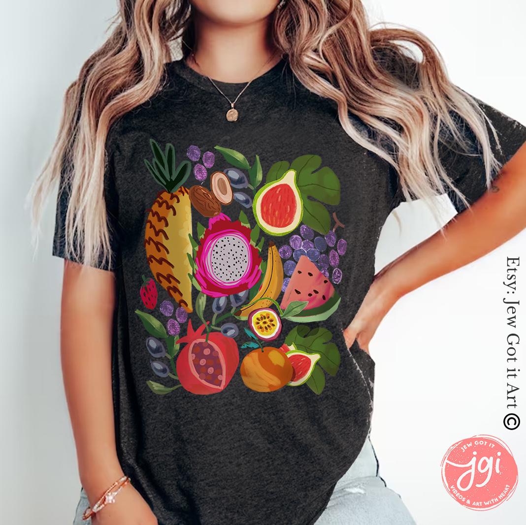 Fruits Israel Hoodie Sweatshirt Unisex Hanukkah Gifts, Am Yisrael Chai Jewish gift Israel art chanukah woman shirt kid Fruit Art Fruits