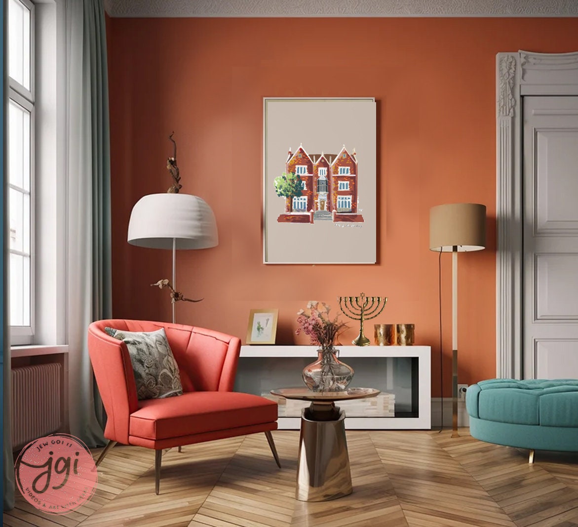 770 Chabad house Art, Drawing, Jewish art, Premium Matte Vertical Posters, Poster, Gift, Eastern Parkway, Hasid, Wall Art, Wall art prints