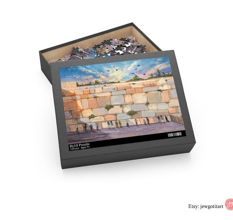 Israel Cities Puzzles Jewish Art Gift Kids Adult Gift Israeli Artist Puzzle Box 120, 252, 500, 1000 Piece Jerusalem Tel Aviv City Passover