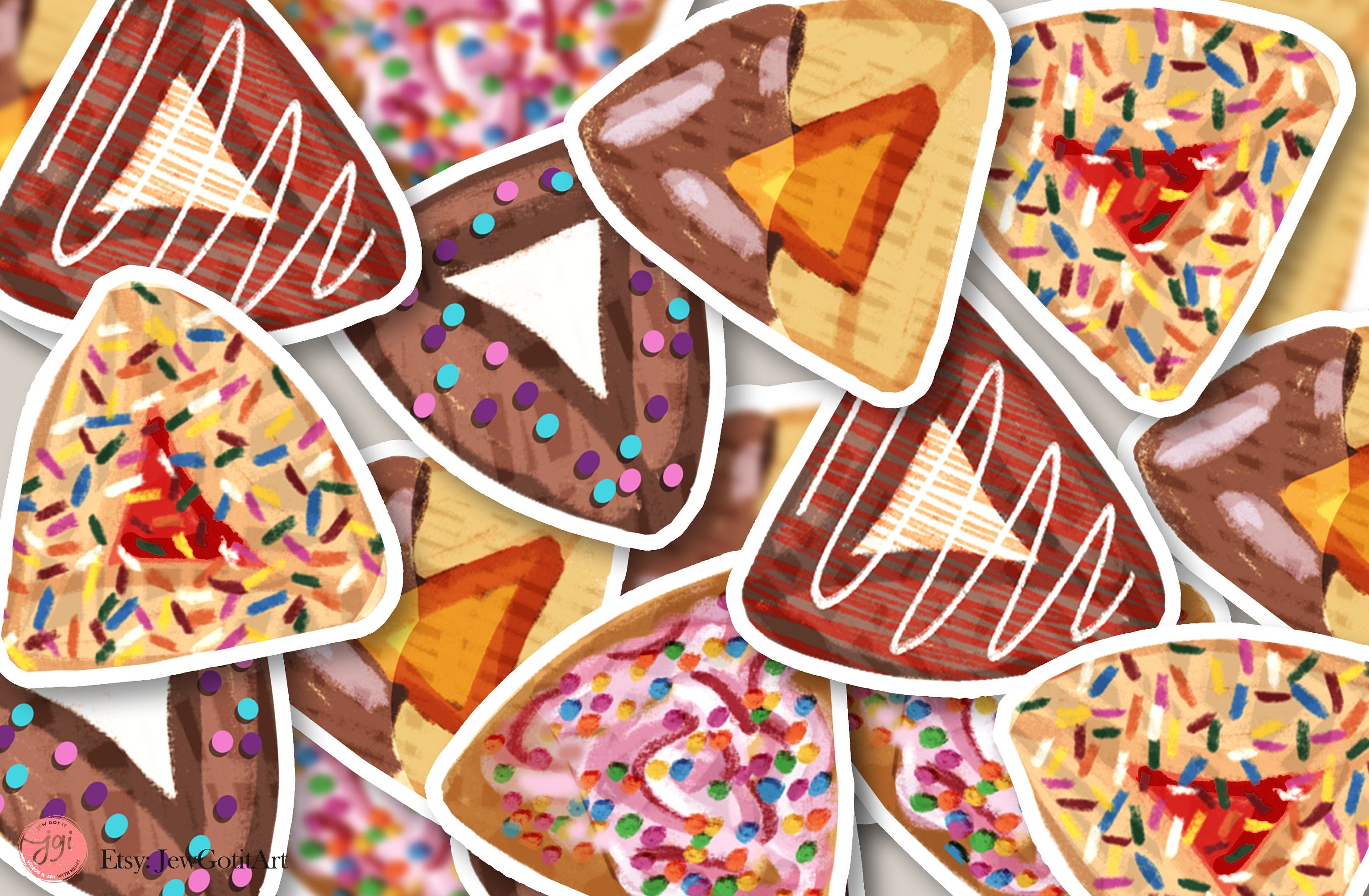 Purim Hamantaschen Stickers Cookie Vinyl Decals jewish gift Israelite Israeli Pride Proud Jew Passover Jewish Israel Israeli Artist gifts