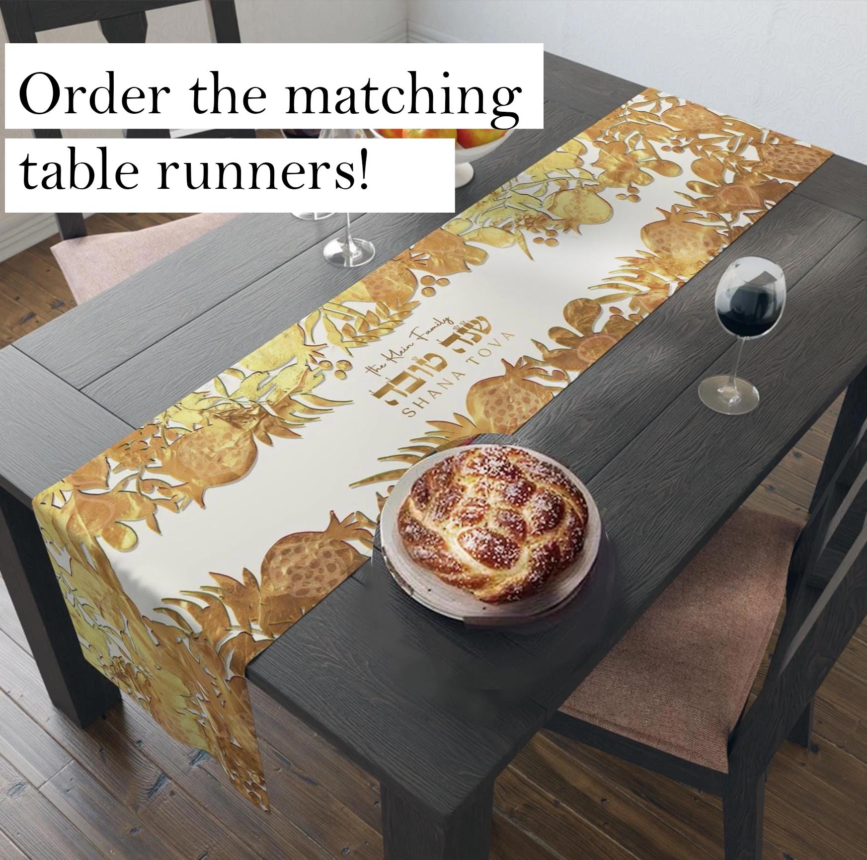 Challah Cover Shana Tova Personalized Gift 7 Species Israel Table Runner Jewish Art Israel Decoration Customized Holiday Decor Jewish gifts