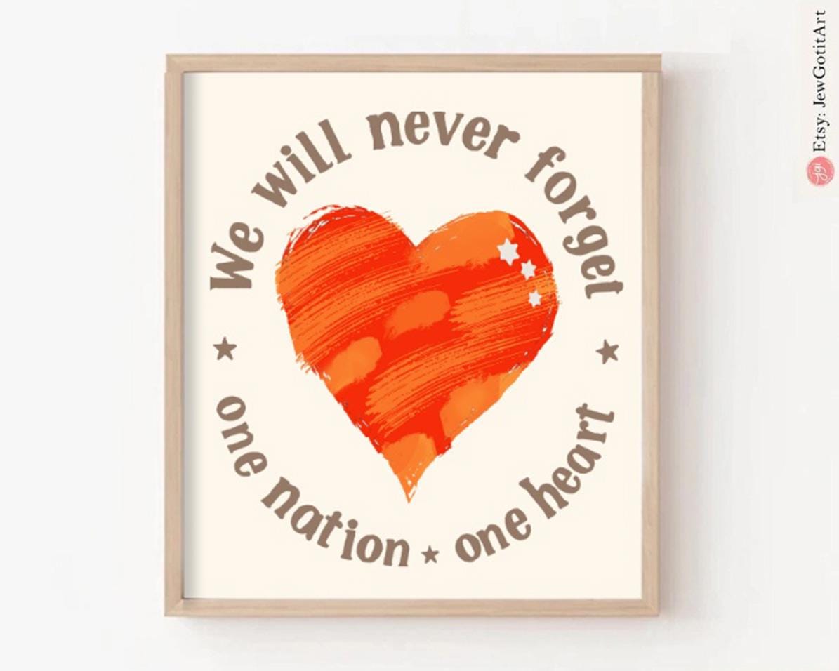Israel Heart Wall Art Poster Jewish Gift Israeli Artist Never Forget Never Forgive Never Again Israel Heart Yisrael Chai Jewish Art Judaica