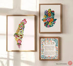 Asher Yatzar Blessing Wall Art Print Poster Israel Jewish After Bathroom blessings Hebrew English gift gifts flowers Prints אשר יצר Prayer