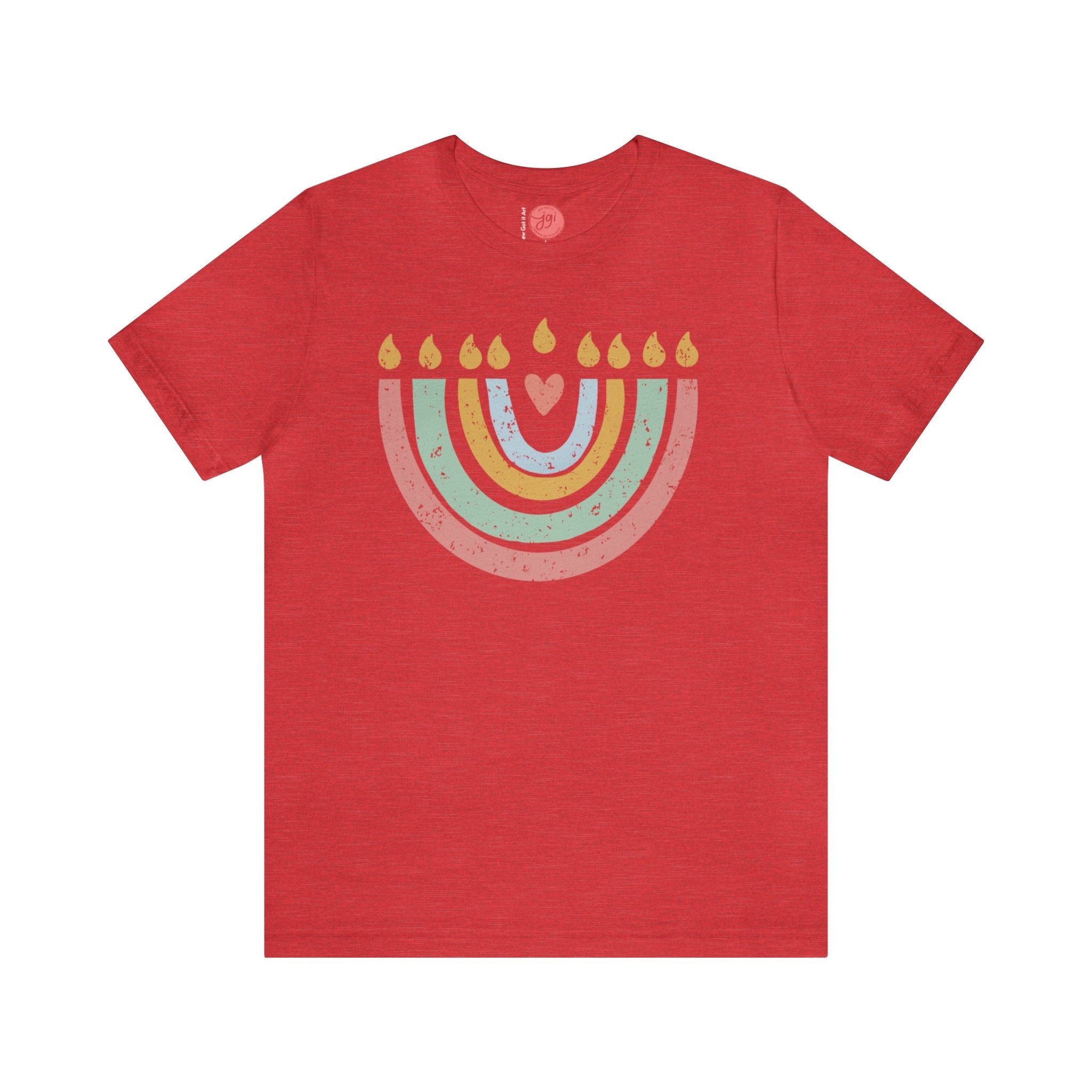 Hanukkah Menorah Shirt, Unisex Heavy Cotton Tee, Hanukkah, hanukkah gifts, Jewish gift, Israel art chanukah woman shirt flower tshirt Israel