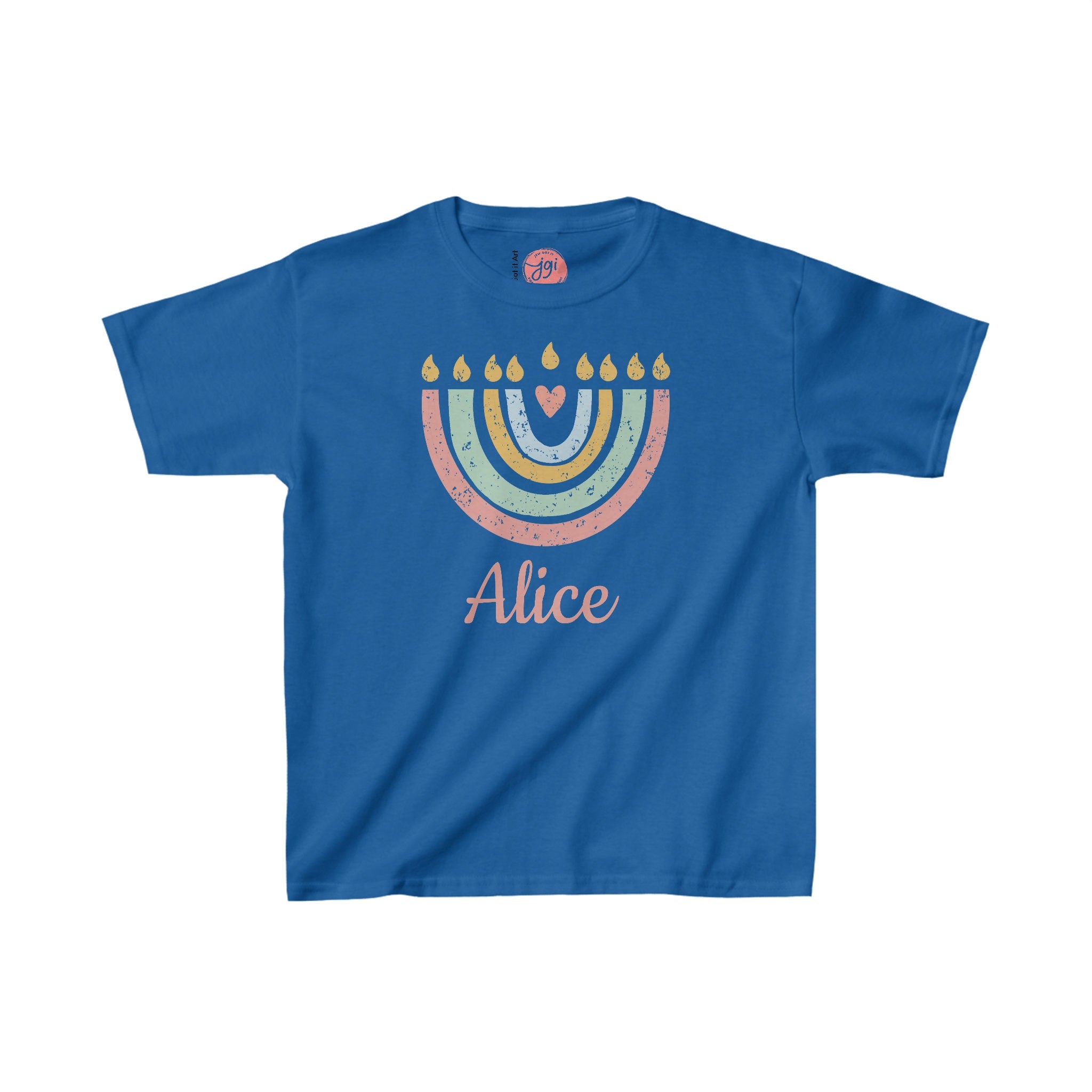Personalized Hanukkah Shirt with Menorah, Girl shirt, add name, custom gift, tshirtnKids Heavy Cotton Tee, hanukkah gifts, designs, israel
