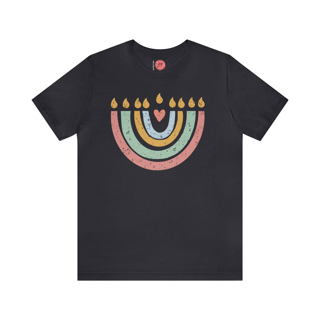 Hanukkah Menorah Shirt, Unisex Heavy Cotton Tee, Hanukkah, hanukkah gifts, Jewish gift, Israel art chanukah woman shirt flower tshirt Israel