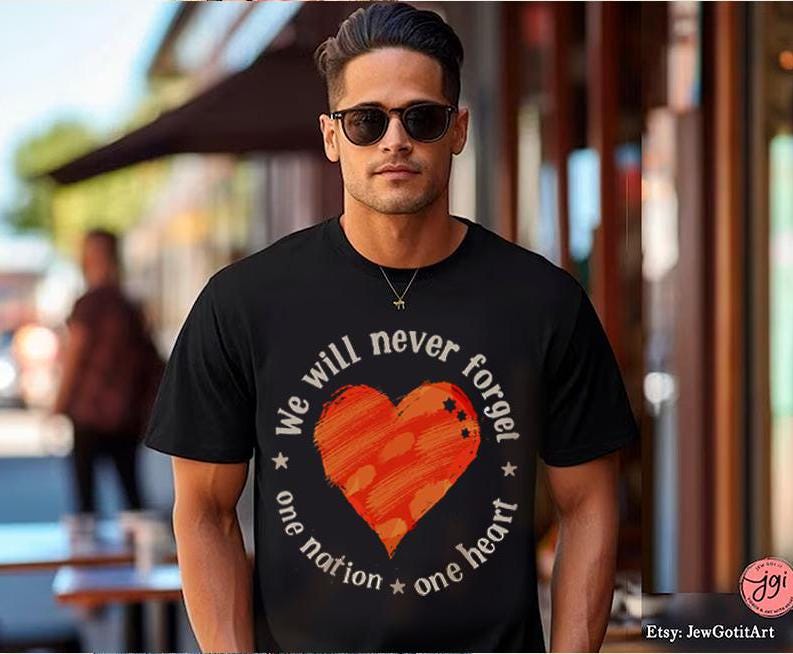 We Will Never Forget One Nation One Heart T-Shirt Never Again is Now Jewish TShirt Israeli Gift Am Yisrael Chai Sweatshirt Heart Graphic Tee