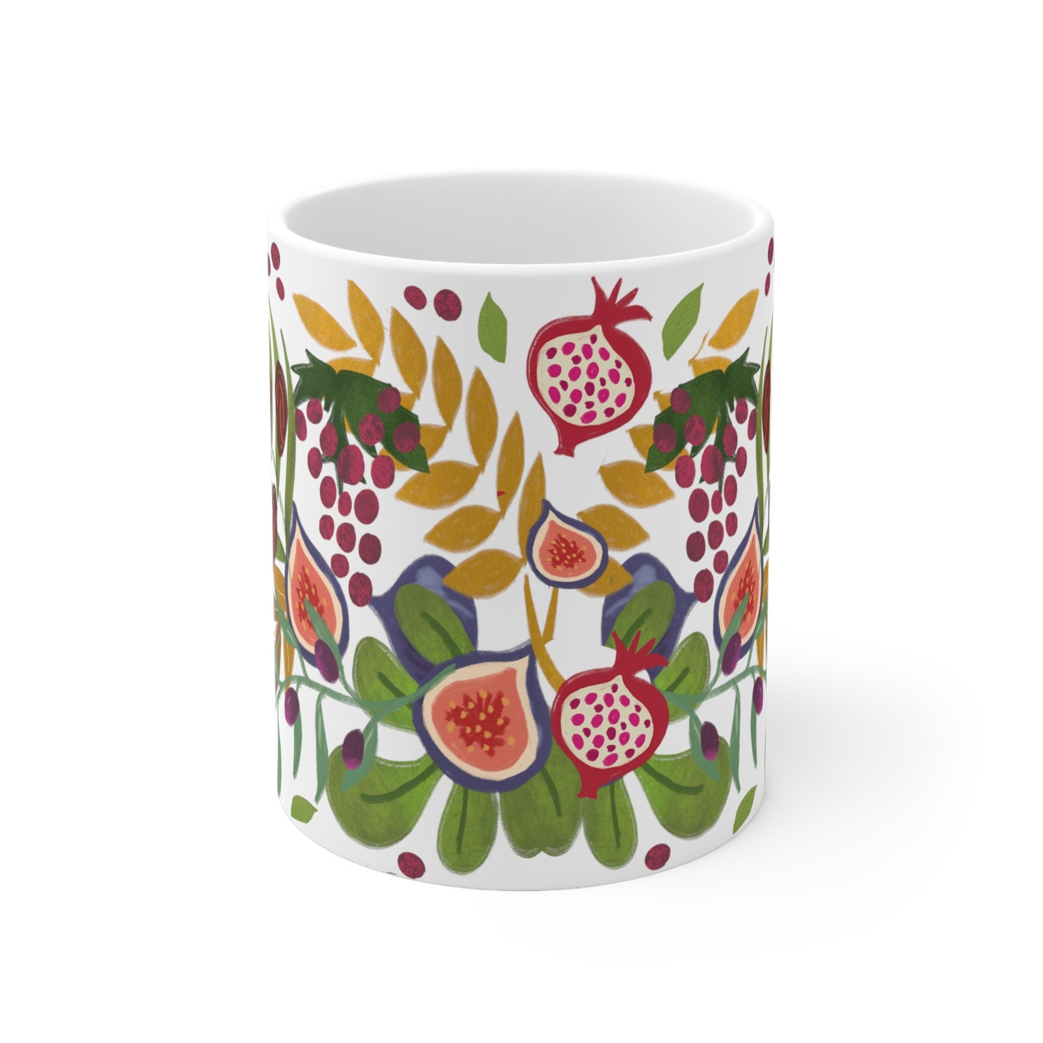 7 Fruits of Israel,  7 Species of Israel, Mug, tea cup, coffee cup, Ceramic Mug 11oz, work mug, morning mug, Israel, Jewish gift, coffee mug