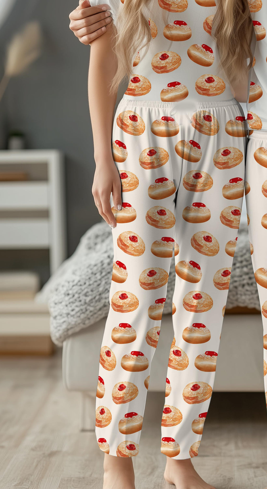 Hanukkah Donut Pajamas - Family Matching Jelly Donut Shirt for Women, Men, and Babies - Jewish Gift for Chanukah Holiday Onesies Donut Shirt