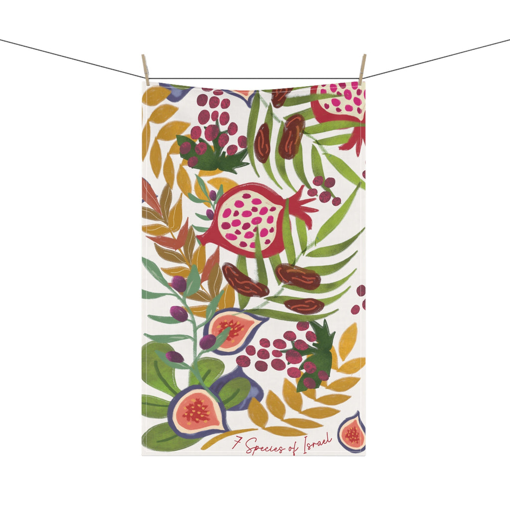 Art Kitchen Towel | 7 Species of Israel, Hand drawn art, tea towel, cotton towel, towel design, Kitchen decor, home decor, Jewish gift