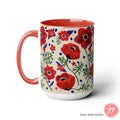 Flower of Israel Mug, Kalanit tea cup coffee Ceramic Mug 11oz 15oz work morning mug Jewish gift israeli Artist Red flowers Israeli Artist