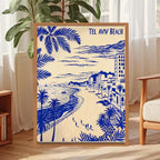 Tel Aviv Beach Art Poster Israel Wall Art Print Framed Unframed Mediterranean Coastal Decor Travel Poster Tel Aviv Skyline Am Yisrael Chai