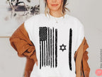 USA & Israel Tshirt, Unisex shirt graphic tee shirt israel Art jewish, jewish gift Israelite Israeli Pride, Proud Jew Stars Stripes America