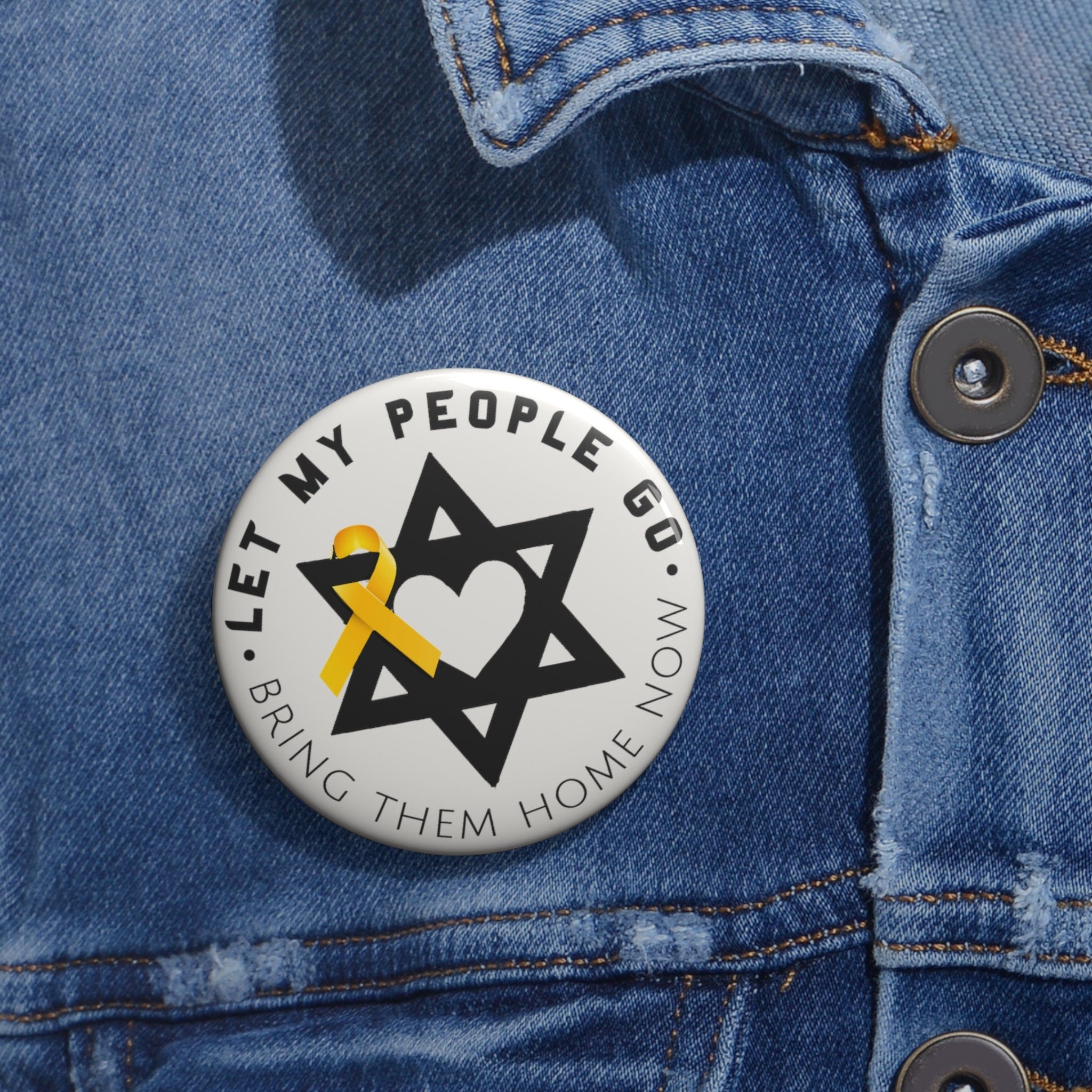 Yellow Ribbon Pin Set: Star of David, Let My People Go