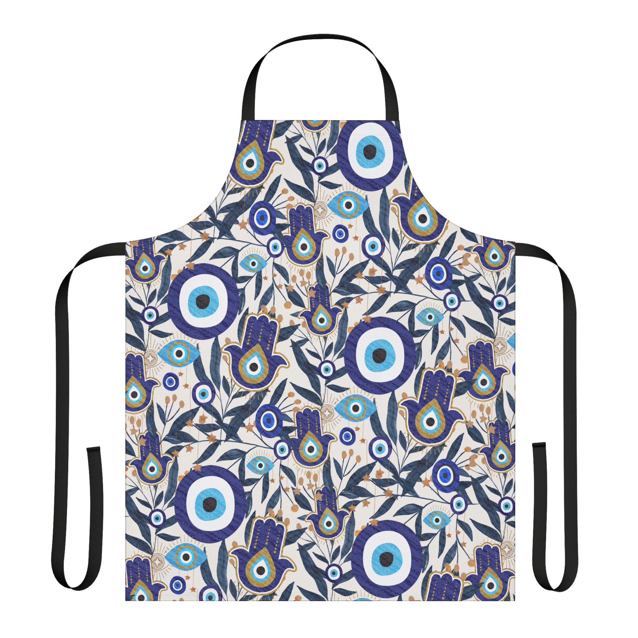 Hamsa Hand Kitchen Towel Apron Evil Eye Protection Unique Israeli Art for Modern Home Chefs Israel Art Israeli Artist Jewish Gift Hanukkah